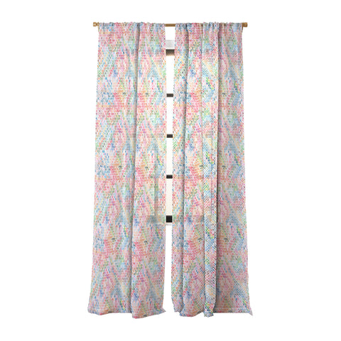 Ninola Design Charming Nostalgia Crosstitch Multicolored Sheer Window Curtain