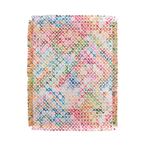 Ninola Design Charming Nostalgia Crosstitch Multicolored Throw Blanket