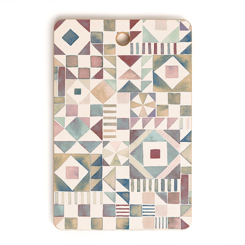 Ninola Design Charming Nostalgia Geometric Tiles Cutting Board Rectangle