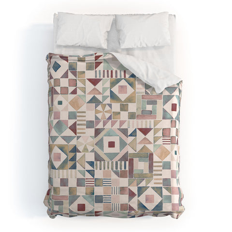Ninola Design Charming Nostalgia Geometric Tiles Duvet Cover