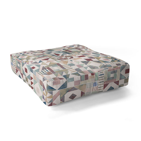Ninola Design Charming Nostalgia Geometric Tiles Floor Pillow Square