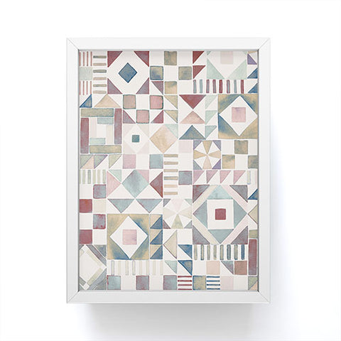 Ninola Design Charming Nostalgia Geometric Tiles Framed Mini Art Print