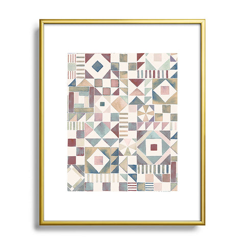 Ninola Design Charming Nostalgia Geometric Tiles Metal Framed Art Print