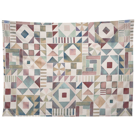 Ninola Design Charming Nostalgia Geometric Tiles Tapestry