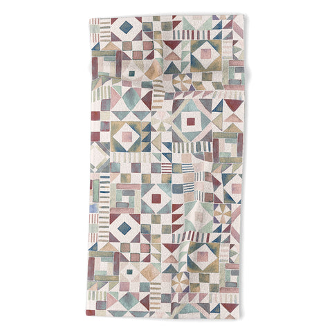 Ninola Design Charming Nostalgia Geometric Tiles Beach Towel