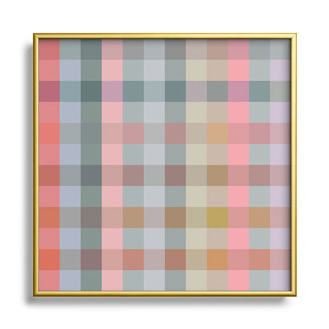 Ninola Design Charming Nostalgia Gingham Checks Square Metal Framed Art Print