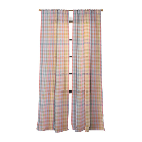 Ninola Design Charming Nostalgia Gingham Checks Sheer Window Curtain