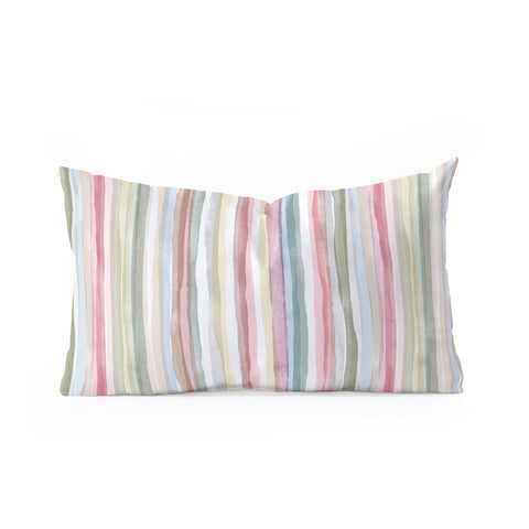 Ninola Design Charming Nostalgia Handmade Summer Stripes Oblong Throw Pillow