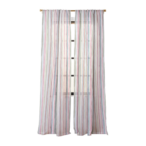 Ninola Design Charming Nostalgia Handmade Summer Stripes Sheer Window Curtain