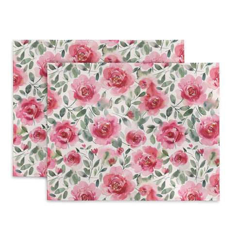 Ninola Design Charming Nostalgia Soft Romantic Roses Watercolor Red Green Placemat