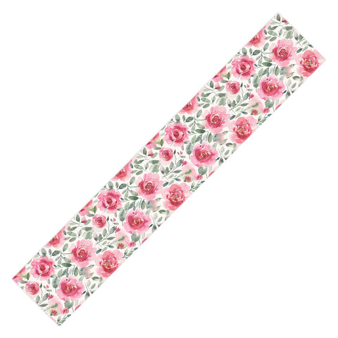 Ninola Design Charming Nostalgia Soft Romantic Roses Watercolor Red Green Table Runner