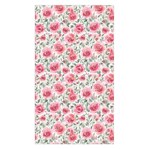 Ninola Design Charming Nostalgia Soft Romantic Roses Watercolor Red Green Tablecloth