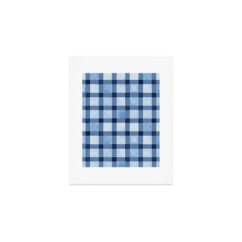 Ninola Design Checker Mosaic Navy Blue Art Print