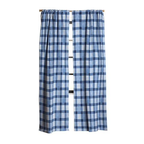 Ninola Design Checker Mosaic Navy Blue Blackout Window Curtain