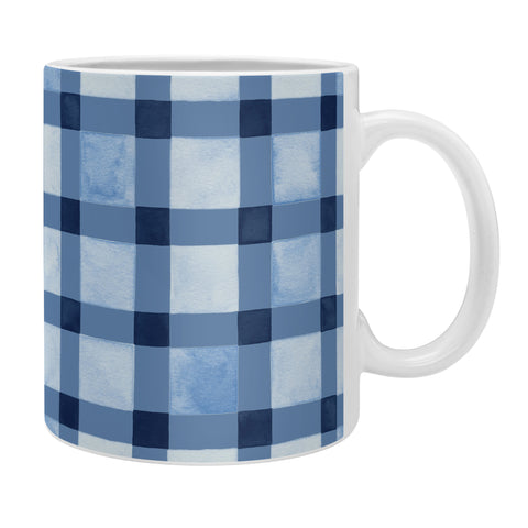 Ninola Design Checker Mosaic Navy Blue Coffee Mug