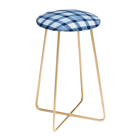 Ninola Design Checker Mosaic Navy Blue Counter Stool