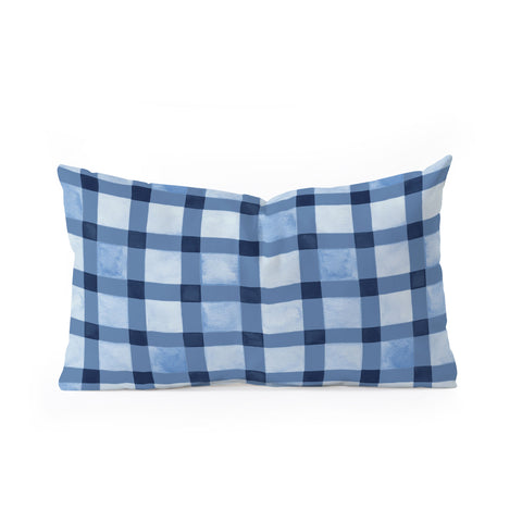Ninola Design Checker Mosaic Navy Blue Oblong Throw Pillow