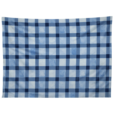 Ninola Design Checker Mosaic Navy Blue Tapestry