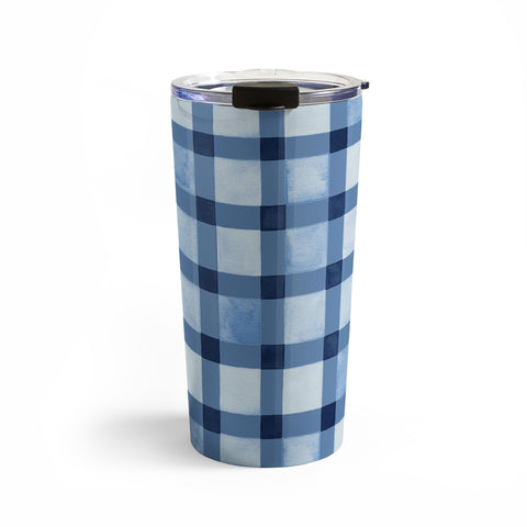 Ninola Design Checker Mosaic Navy Blue Travel Mug
