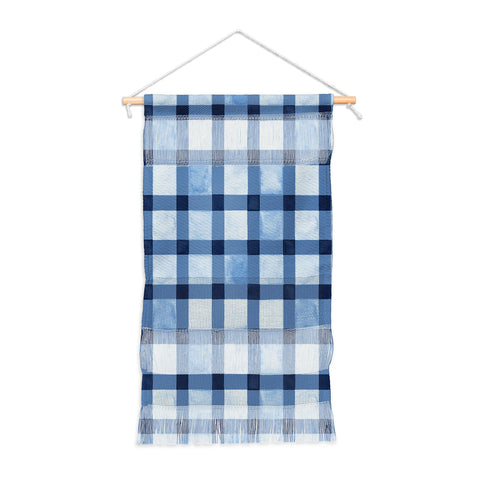 Ninola Design Checker Mosaic Navy Blue Wall Hanging Portrait