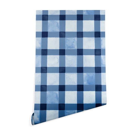 Ninola Design Checker Mosaic Navy Blue Wallpaper