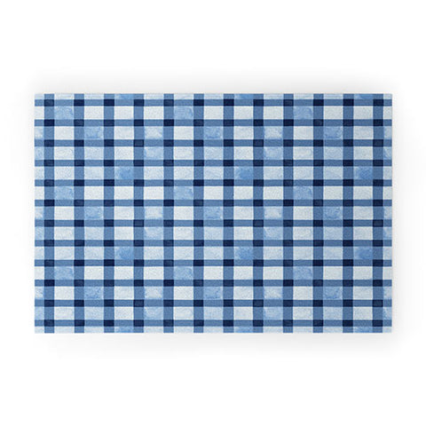 Ninola Design Checker Mosaic Navy Blue Welcome Mat