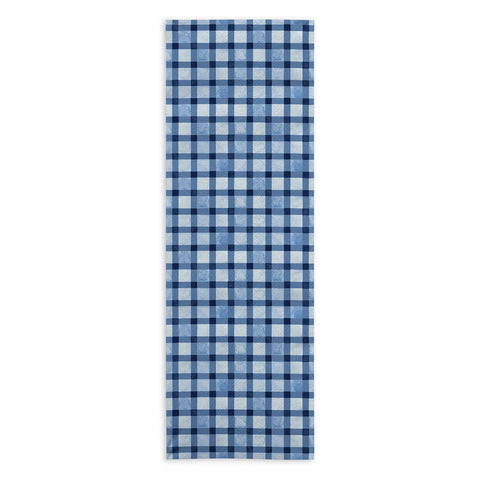 Ninola Design Checker Mosaic Navy Blue Yoga Towel