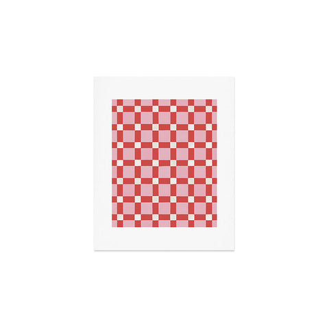 Ninola Design Checker Mosaic Pink Red Art Print