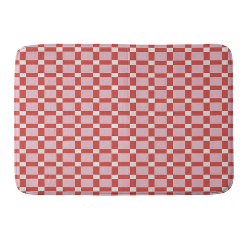 Ninola Design Checker Mosaic Pink Red Memory Foam Bath Mat