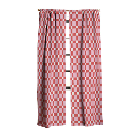 Ninola Design Checker Mosaic Pink Red Blackout Window Curtain