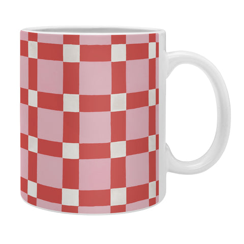 Ninola Design Checker Mosaic Pink Red Coffee Mug