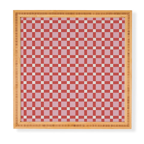 Ninola Design Checker Mosaic Pink Red Framed Wall Art