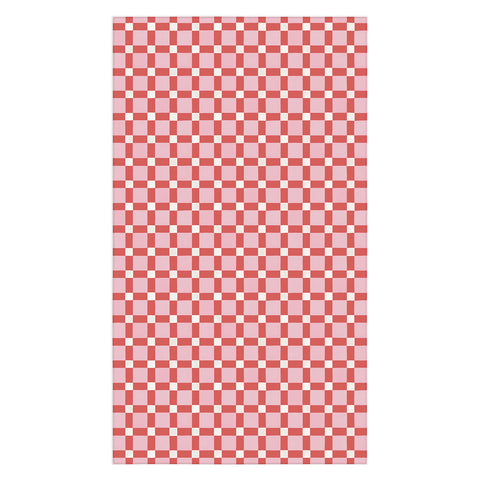 Ninola Design Checker Mosaic Pink Red Tablecloth