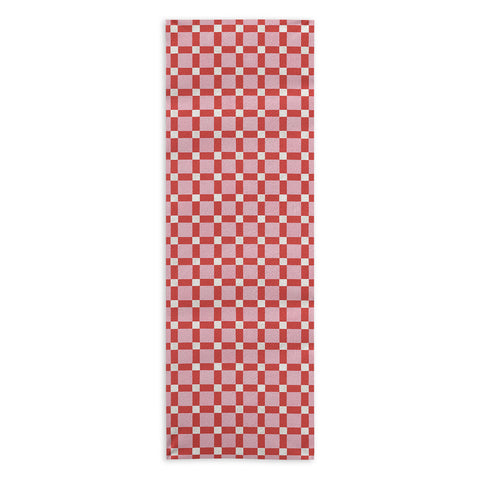 Ninola Design Checker Mosaic Pink Red Yoga Towel