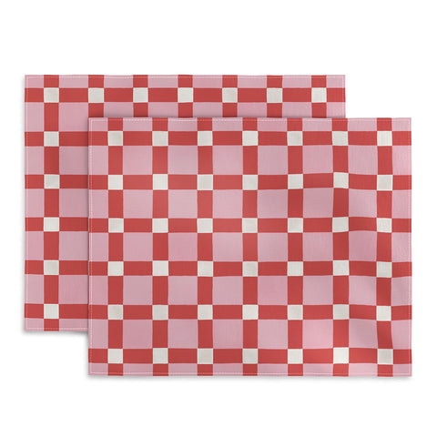 Ninola Design Checker Mosaic Pink Red Placemat