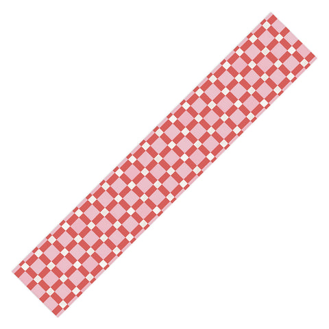 Ninola Design Checker Mosaic Pink Red Table Runner