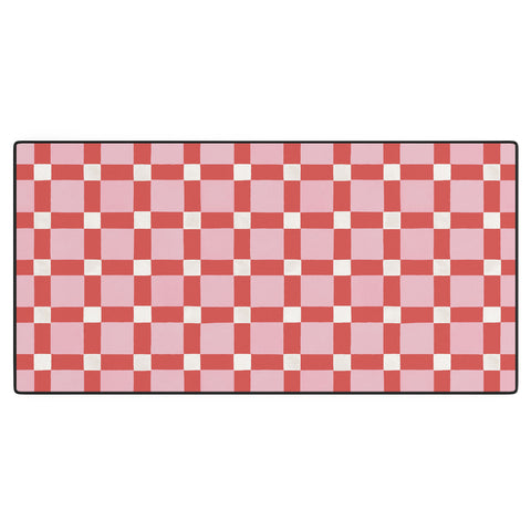 Ninola Design Checker Mosaic Pink Red Desk Mat