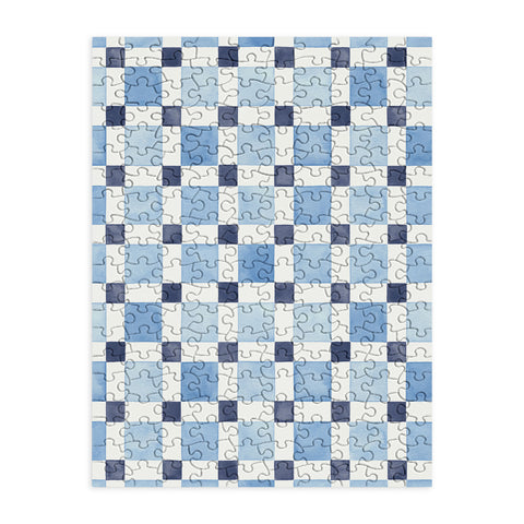 Ninola Design Checkerboard Mosaic Squares Blue Puzzle