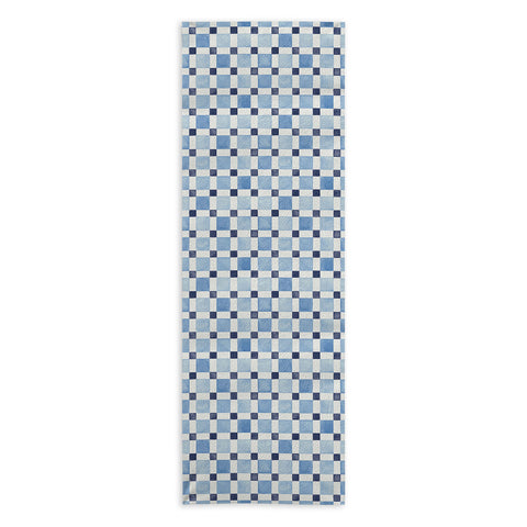 Ninola Design Checkerboard Mosaic Squares Blue Yoga Towel