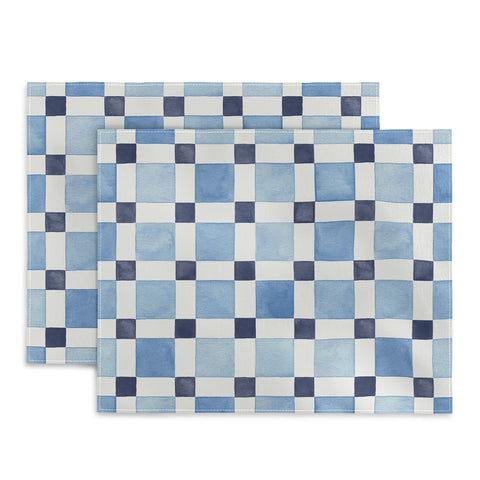 Ninola Design Checkerboard Mosaic Squares Blue Placemat
