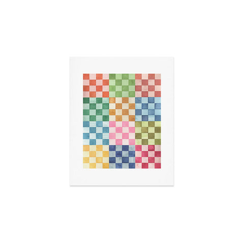 Ninola Design Checkerboard Watercolor Colorful Squares Mosaic Art Print