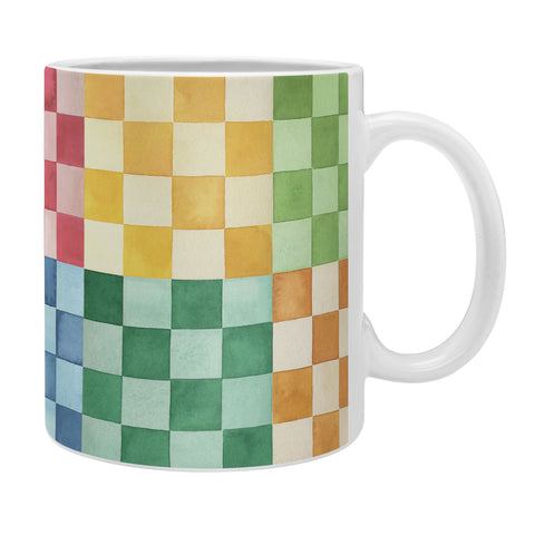 Ninola Design Checkerboard Watercolor Colorful Squares Mosaic Coffee Mug