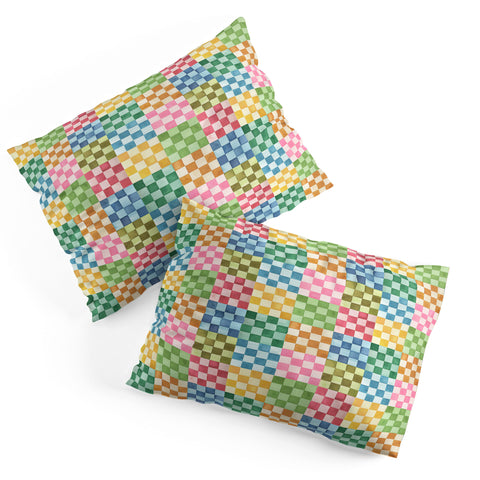 Ninola Design Checkerboard Watercolor Colorful Squares Mosaic Pillow Shams