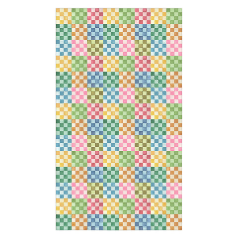 Ninola Design Checkerboard Watercolor Colorful Squares Mosaic Tablecloth