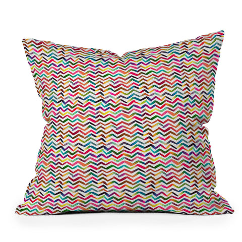 Ninola Design Chevron Colorful Stripes Outdoor Throw Pillow