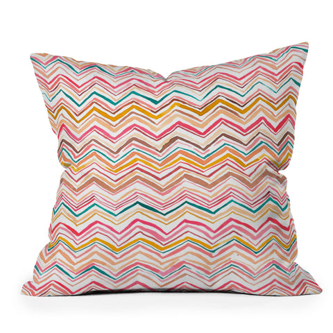 Ninola Design Chevron zigzag stripes Warm desert Outdoor Throw Pillow