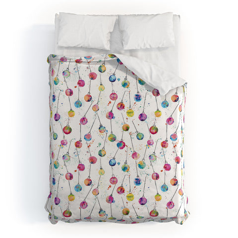 Ninola Design Christmas baubles watercolor Duvet Cover
