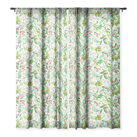 Ninola Design Christmas Nature Botanical Sheer Window Curtain
