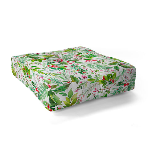 Ninola Design Christmas Nature Botanical Floor Pillow Square
