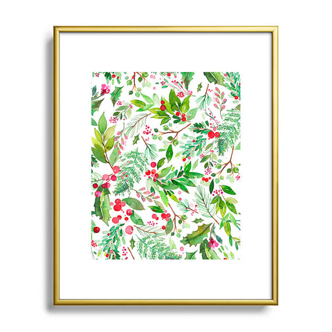 Ninola Design Christmas Nature Botanical Metal Framed Art Print